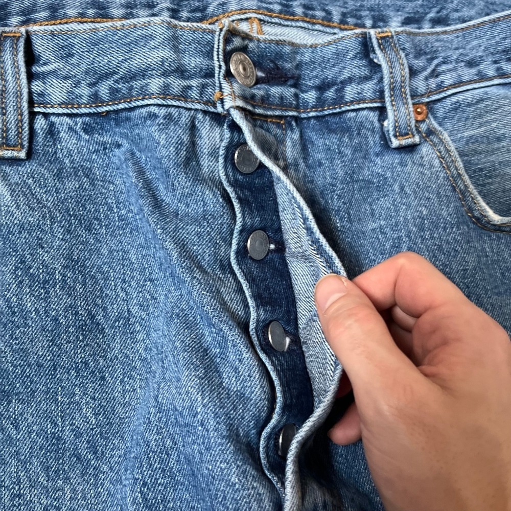 Levis 501 Jeans Mens W38 L30 Blue Straight Leg Button Fly Denim XX - Picture 4 of 7